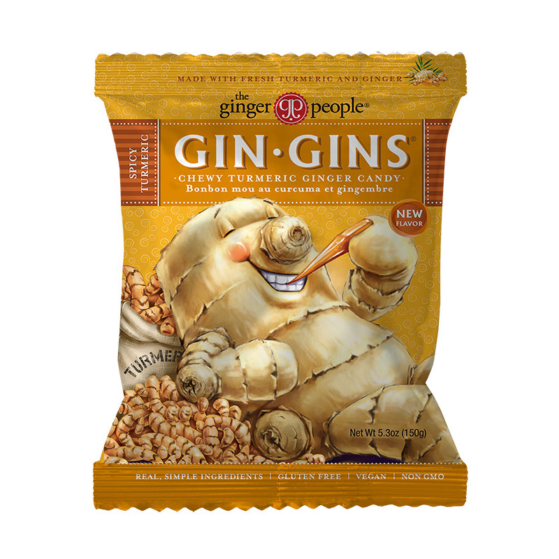 Produktbild för Gin Gins Turmeric Chewy Ginger Candy 150g