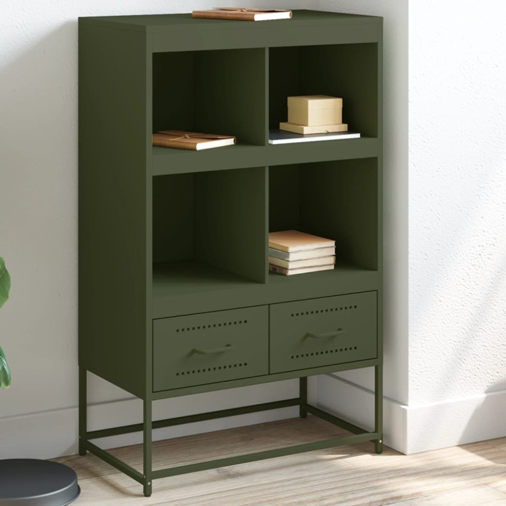 Produktbild för Högskåp olivgrön 68x39 x111,5 cm stål