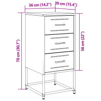 Produktbild för Sängbord rosa 36x39x78 cm stål