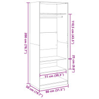 Produktbild för Garderob brun ek 80x50x200 cm konstruerat trä