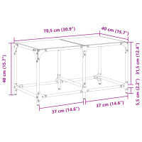 Produktbild för Soffbord med svart glasskiva 78,5x40x40 cm stål