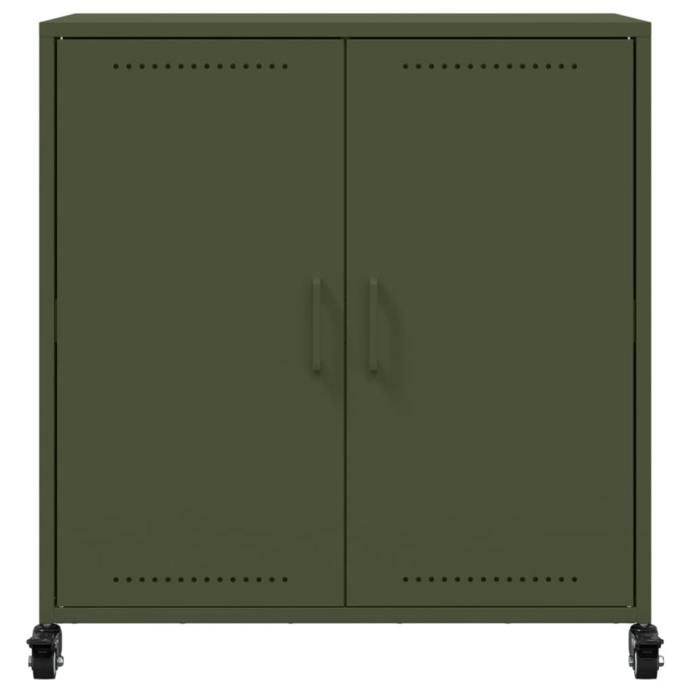 Produktbild för Skänk olivgrön 68x39x72 cm stål