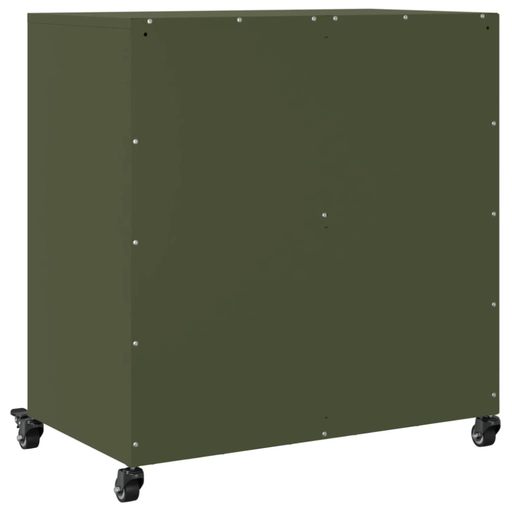 Produktbild för Skänk olivgrön 68x39x72 cm stål
