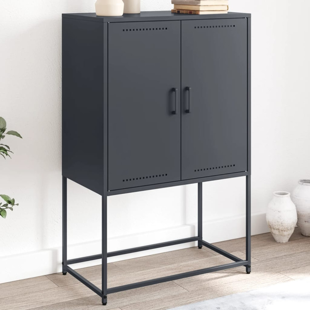 Produktbild för TV-skåp svart 68x39x60,5 cm stål