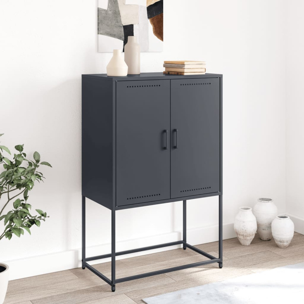 Produktbild för TV-skåp svart 68x39x60,5 cm stål