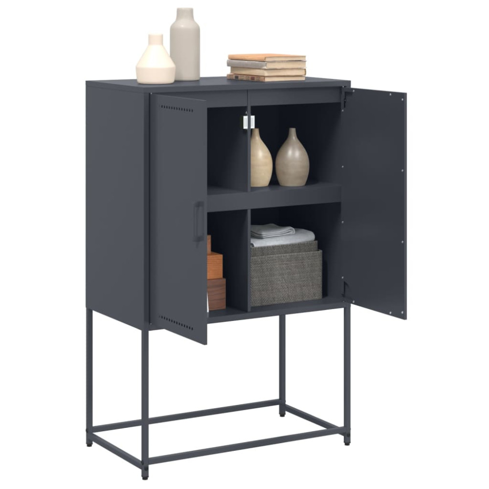 Produktbild för TV-skåp svart 68x39x60,5 cm stål