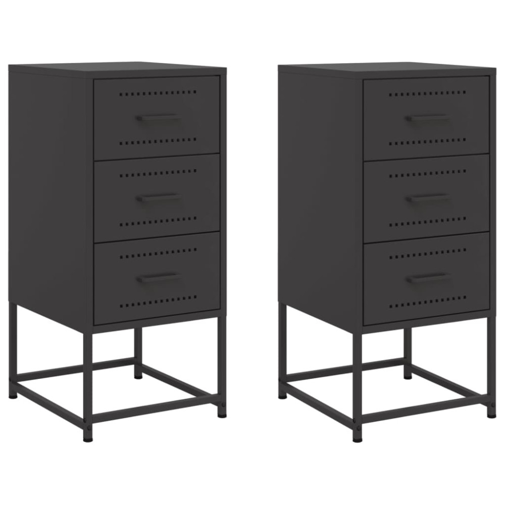 Produktbild för Sängbord 2 st svart 36x39x78 cm stål
