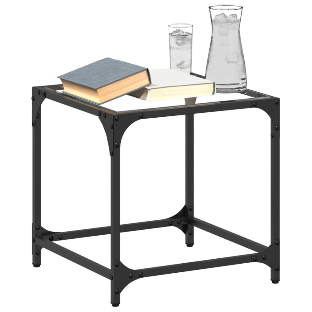 Produktbild för Soffbord med transparent glasskiva 2 st 40x40x40 cm stål