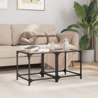 Produktbild för Soffbord med transparent glasskiva 2 st 40x40x40 cm stål