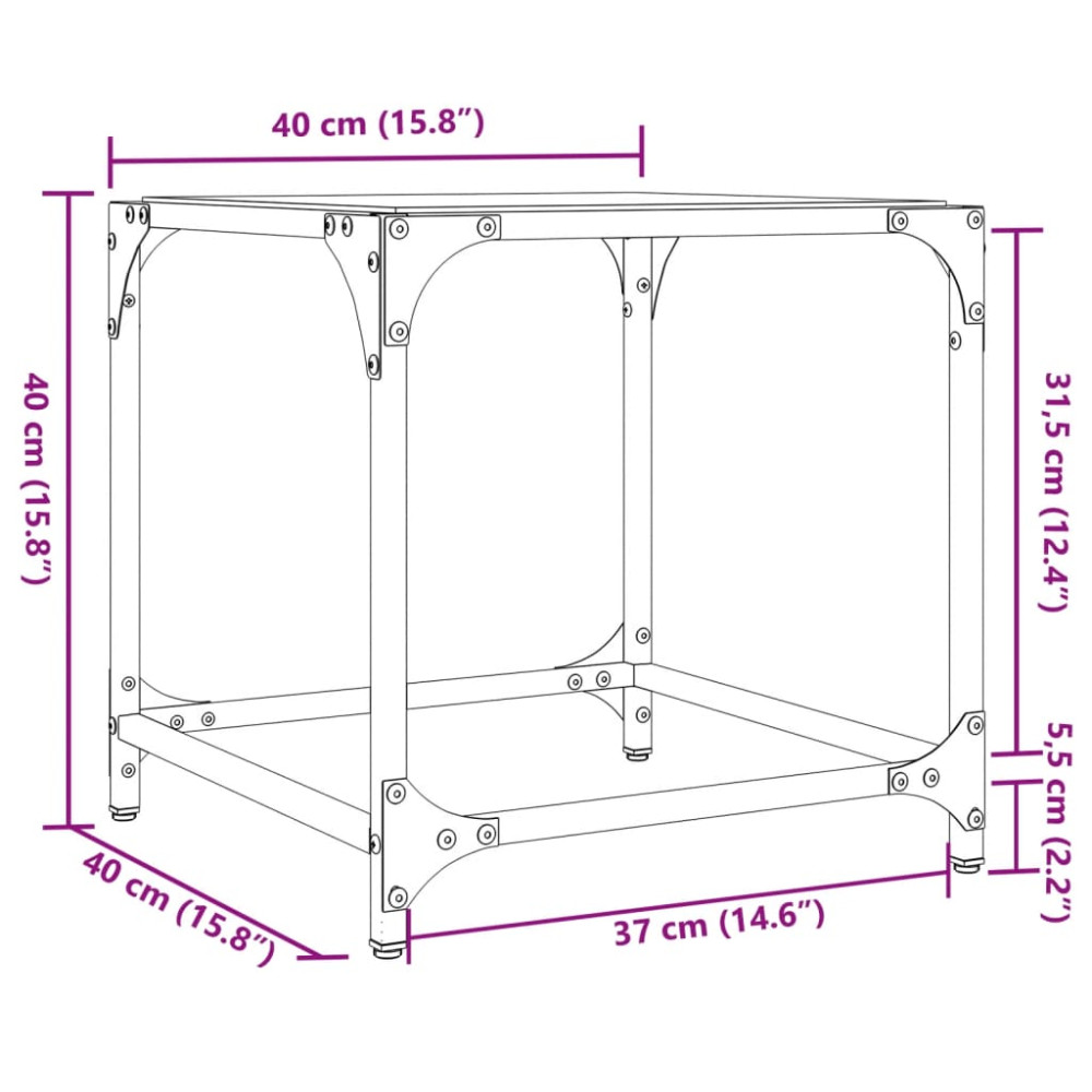 Produktbild för Soffbord med transparent glasskiva 2 st 40x40x40 cm stål