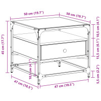 Produktbild för Soffbord med glasskiva svart 50x50x45 cm stål