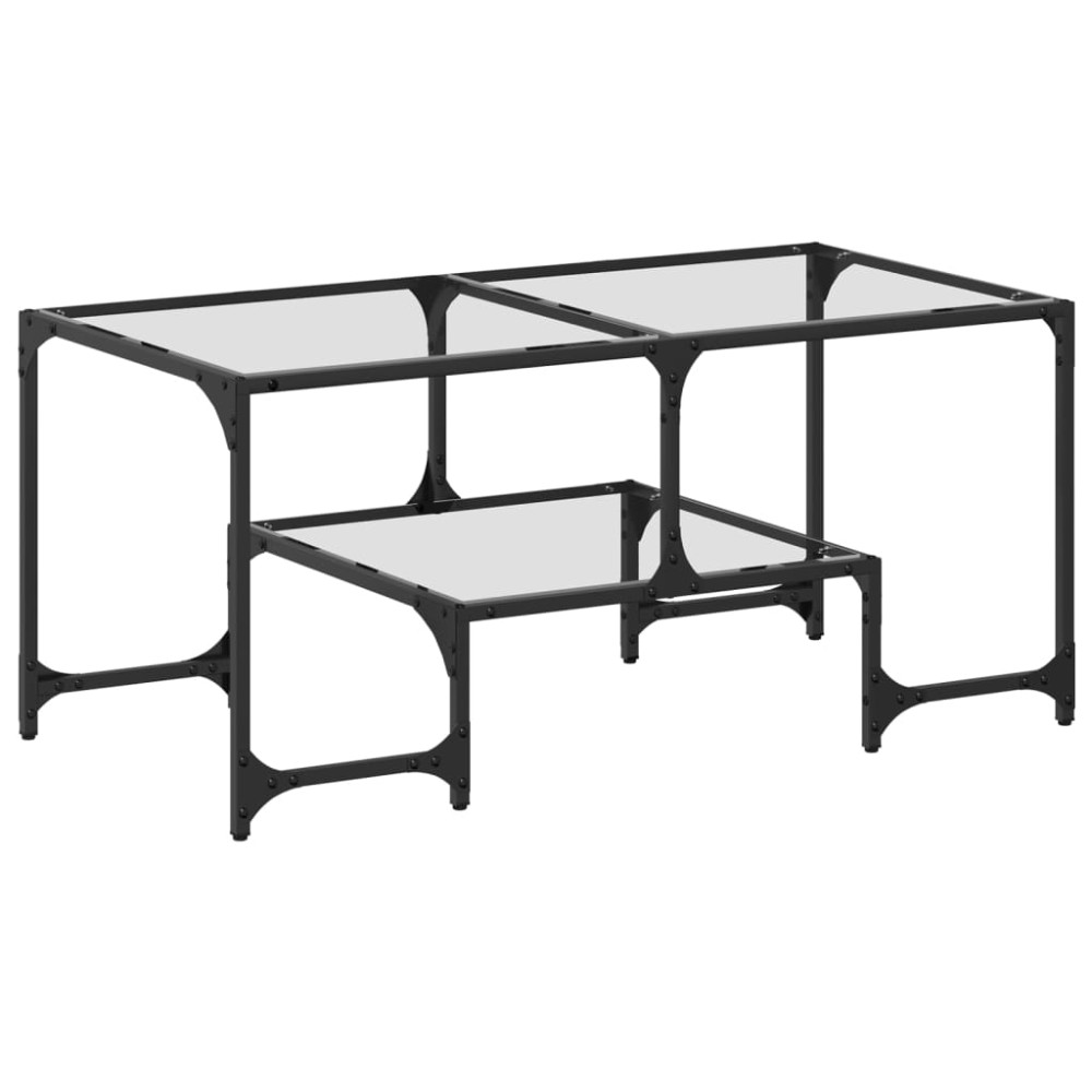 Produktbild för Soffbord med transparent glasskiva 98,5x50x45 cm stål