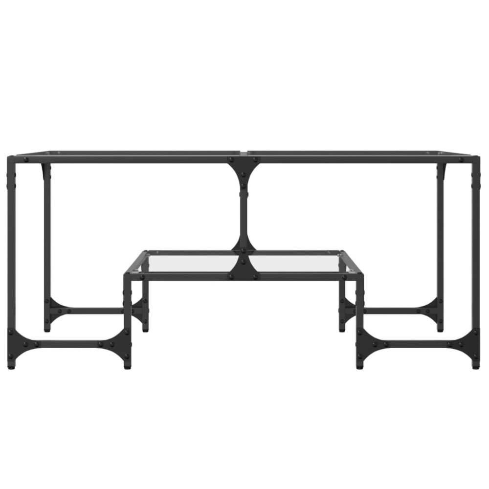 Produktbild för Soffbord med transparent glasskiva 98,5x50x45 cm stål