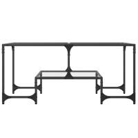 Produktbild för Soffbord med transparent glasskiva 98,5x50x45 cm stål