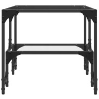 Produktbild för Soffbord med transparent glasskiva 98,5x50x45 cm stål