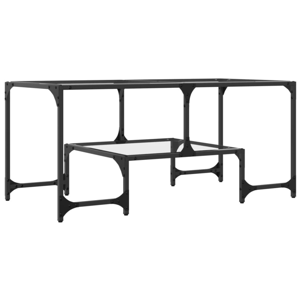 Produktbild för Soffbord med transparent glasskiva 98,5x50x45 cm stål