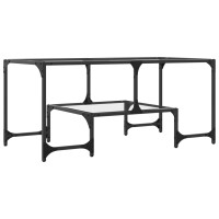Produktbild för Soffbord med transparent glasskiva 98,5x50x45 cm stål