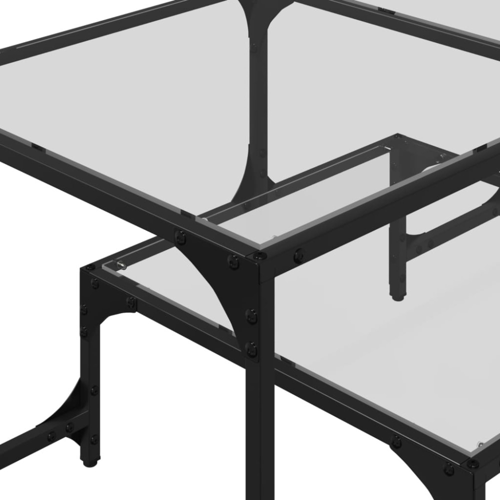 Produktbild för Soffbord med transparent glasskiva 98,5x50x45 cm stål