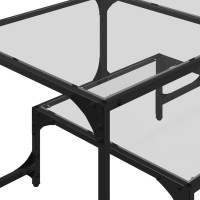 Produktbild för Soffbord med transparent glasskiva 98,5x50x45 cm stål