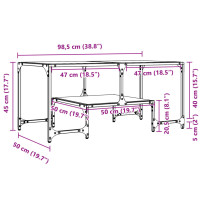Produktbild för Soffbord med transparent glasskiva 98,5x50x45 cm stål