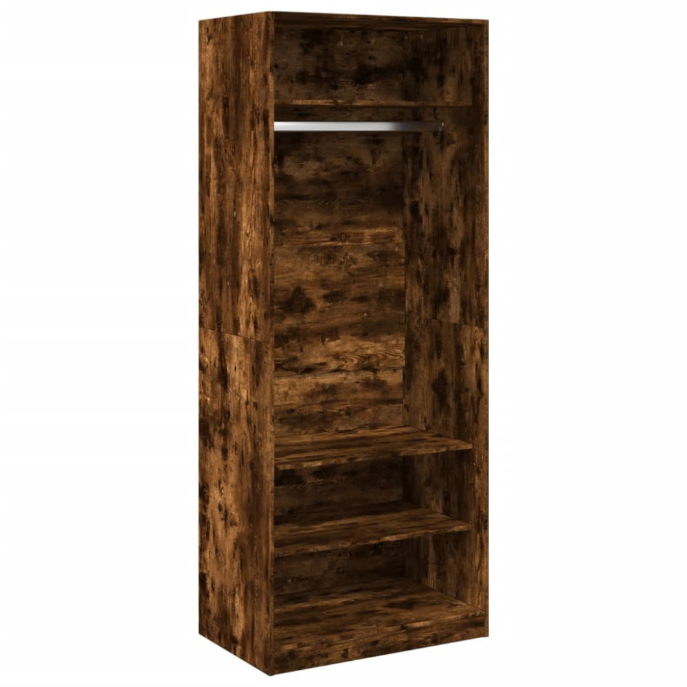 Produktbild för Garderob rökfärgad ek 80x50x200 cm konstruerat trä