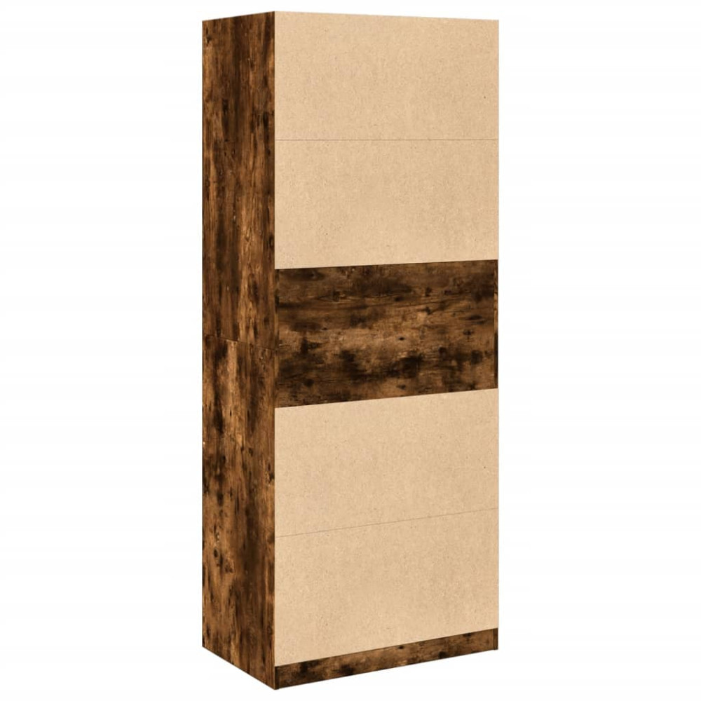 Produktbild för Garderob rökfärgad ek 80x50x200 cm konstruerat trä