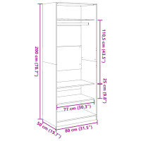 Produktbild för Garderob rökfärgad ek 80x50x200 cm konstruerat trä