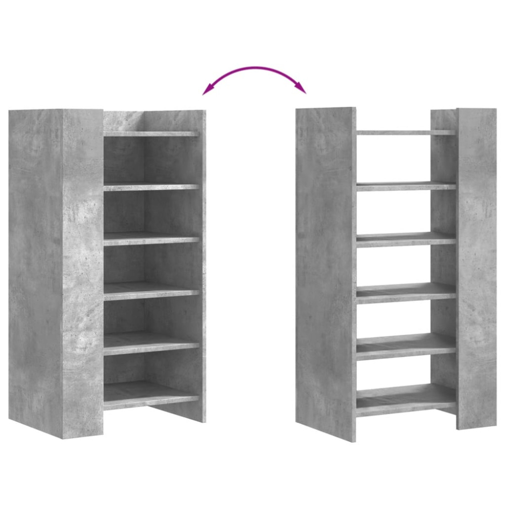 Produktbild för Skoskåp betonggrå 52x37,5x100 cm konstruerat trä