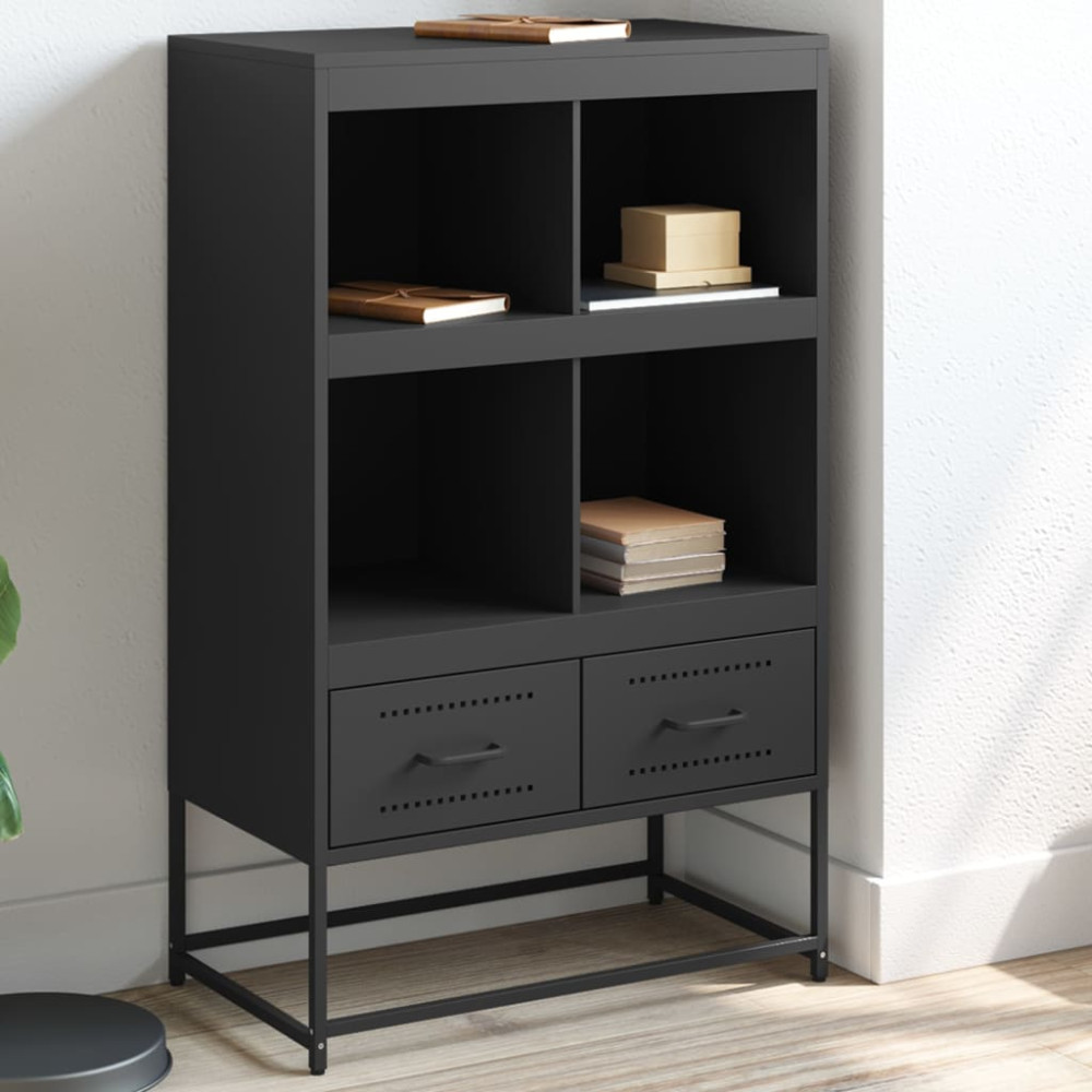 Produktbild för Högskåp svart 68x39x111,5 cm stål
