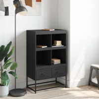 Produktbild för Högskåp svart 68x39x111,5 cm stål