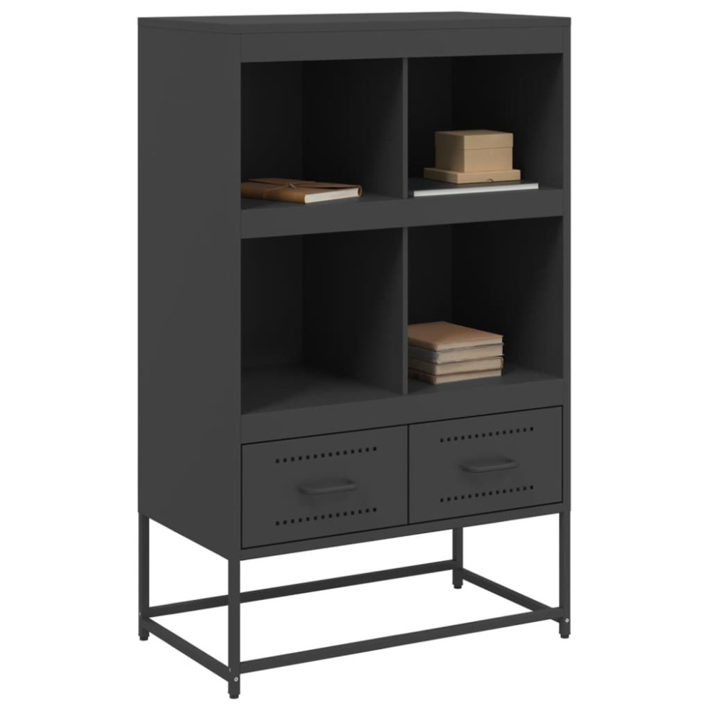 Produktbild för Högskåp svart 68x39x111,5 cm stål