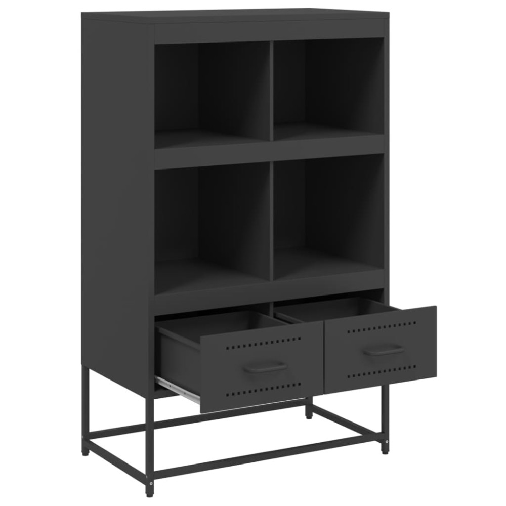 Produktbild för Högskåp svart 68x39x111,5 cm stål