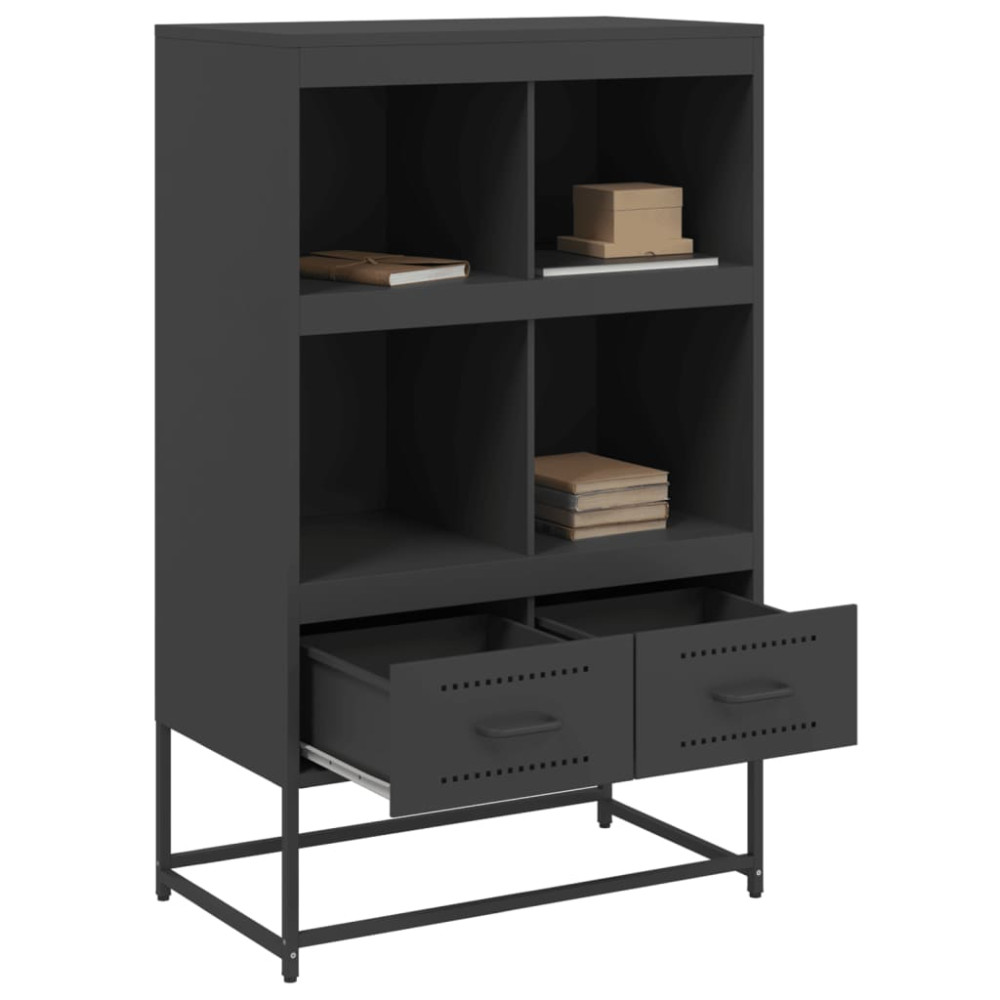 Produktbild för Högskåp svart 68x39x111,5 cm stål