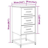 Produktbild för Sängbord svart 36x39x78 cm stål