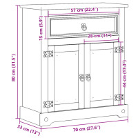 Produktbild för Badrumsskåp Corona 70x33x80 cm massiv furu