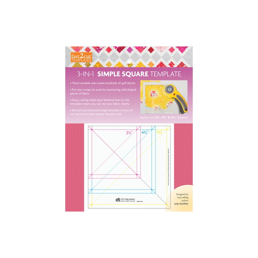 Produktbild för fast2cut 3-in-1 Simple Square Template (häftad, eng)