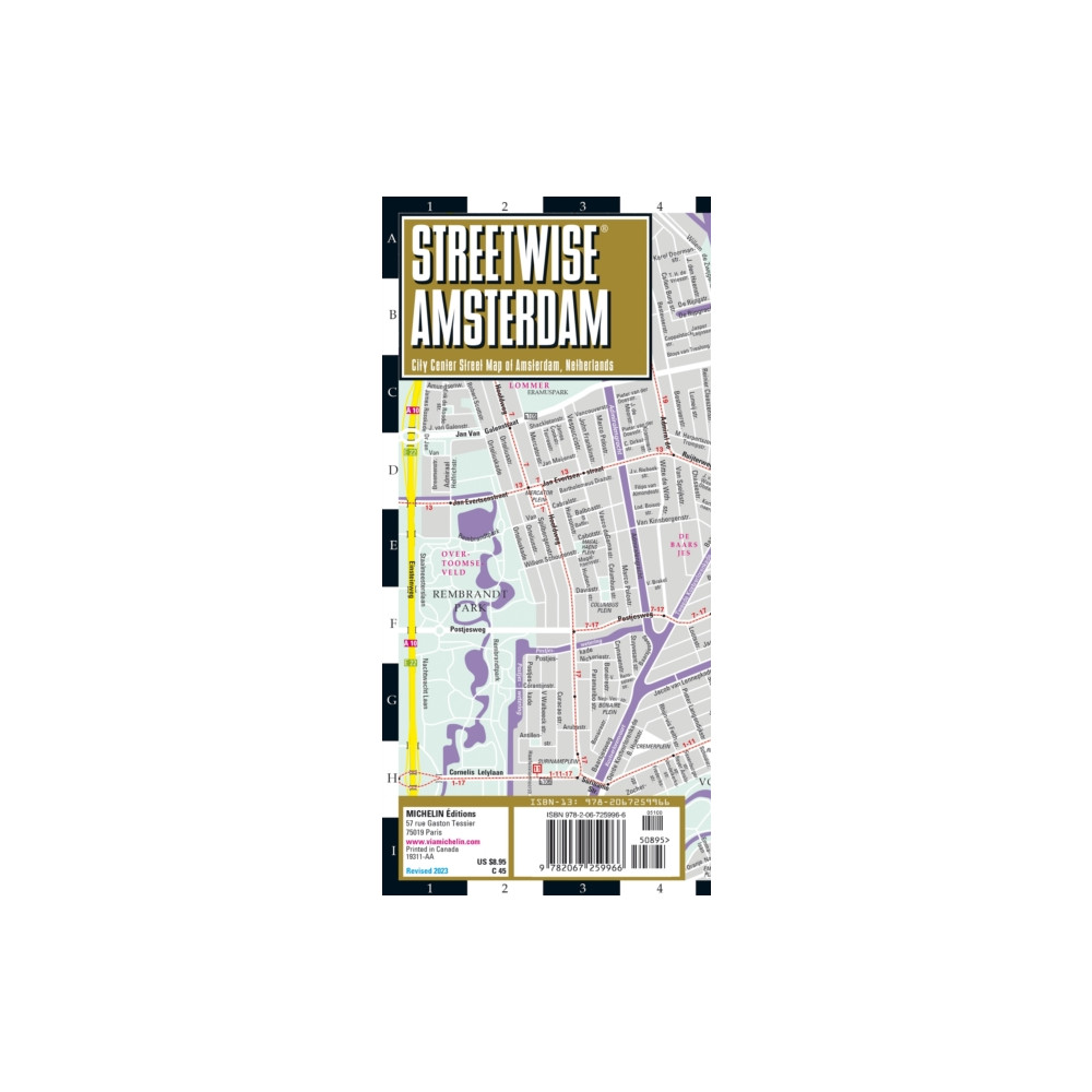 Produktbild för Streetwise Amsterdam Map - Laminated City Center Street Map of Amsterdam, Netherlands
