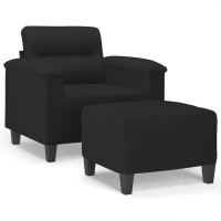 Produktbild för Fåtölj med fotpall svart 60 cm mikrofibertyg