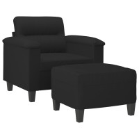 Produktbild för Fåtölj med fotpall svart 60 cm mikrofibertyg