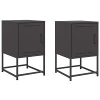 Produktbild för Sängbord 2 st svart 36x39x60,5 cm stål