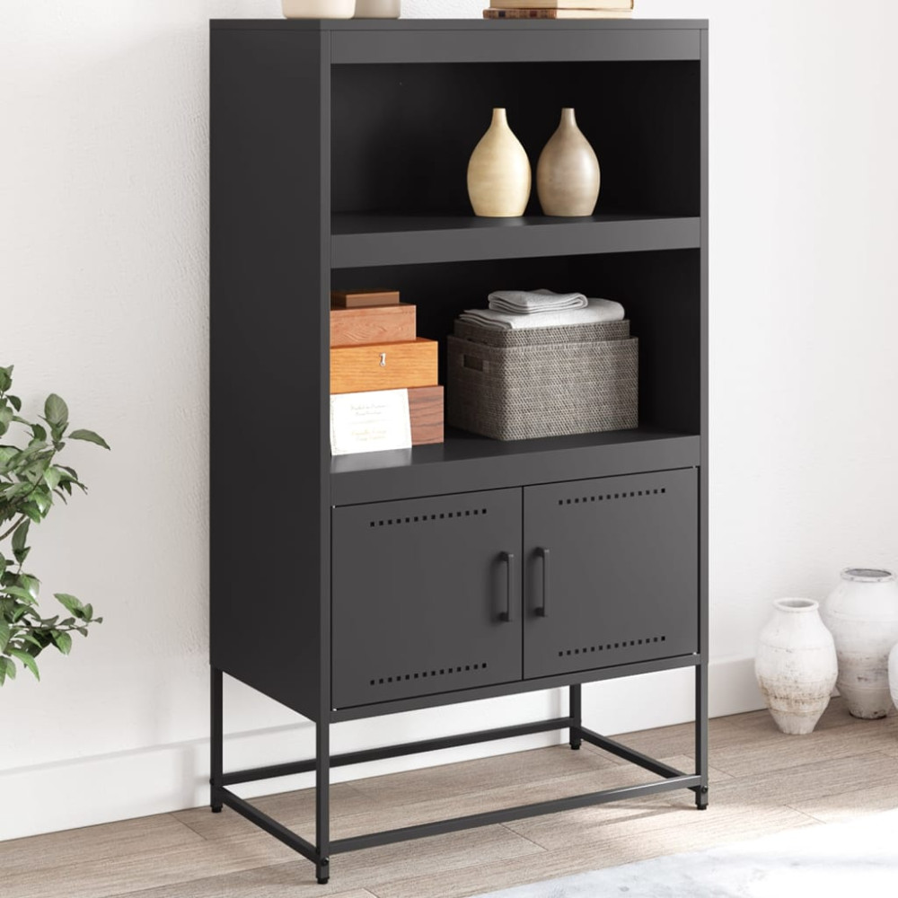 Produktbild för Högskåp svart 68,5x38,5x123,5 cm ståls