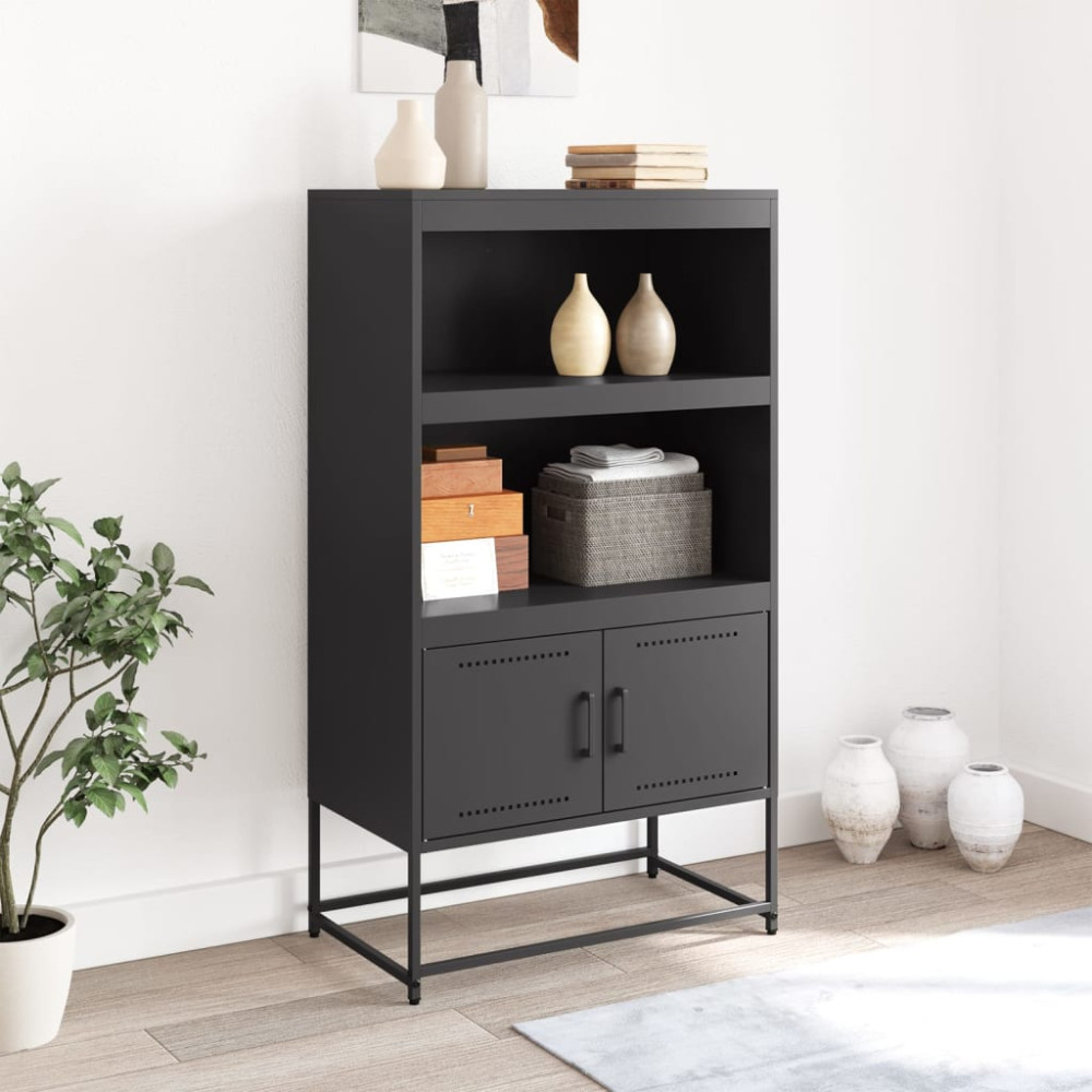Produktbild för Högskåp svart 68,5x38,5x123,5 cm ståls