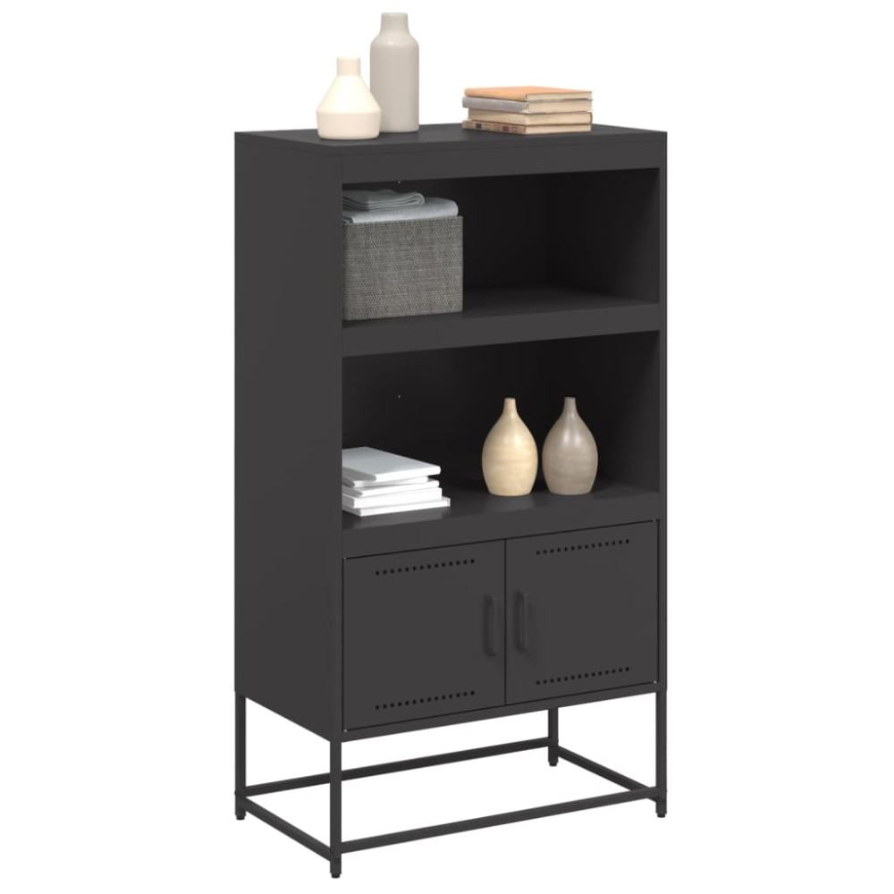 Produktbild för Högskåp svart 68,5x38,5x123,5 cm ståls