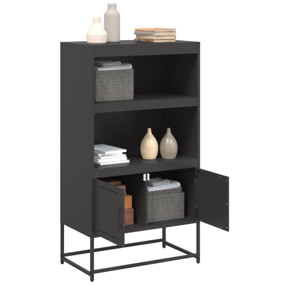 Produktbild för Högskåp svart 68,5x38,5x123,5 cm ståls