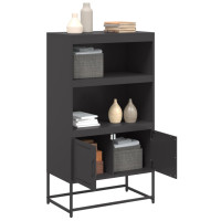 Produktbild för Högskåp svart 68,5x38,5x123,5 cm ståls