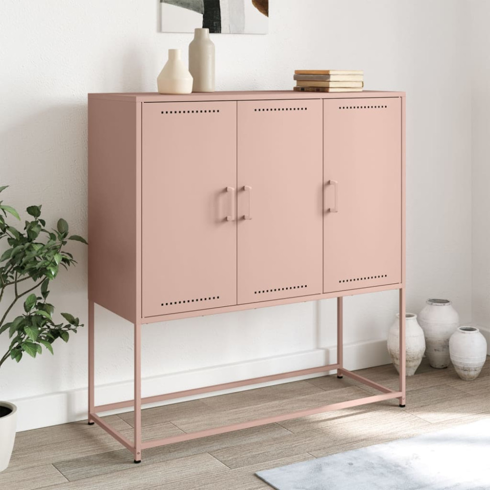 Produktbild för Högskåp rosa 100,5x39x107 cm stål