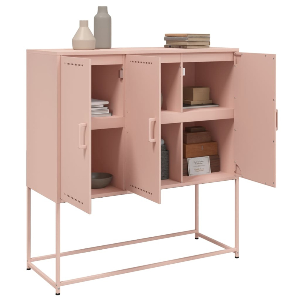 Produktbild för Högskåp rosa 100,5x39x107 cm stål