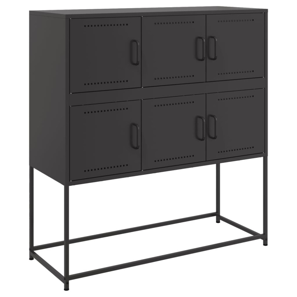 Produktbild för Skänk svart 100,5x39x107 cm stål