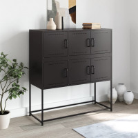 Produktbild för Skänk svart 100,5x39x107 cm stål