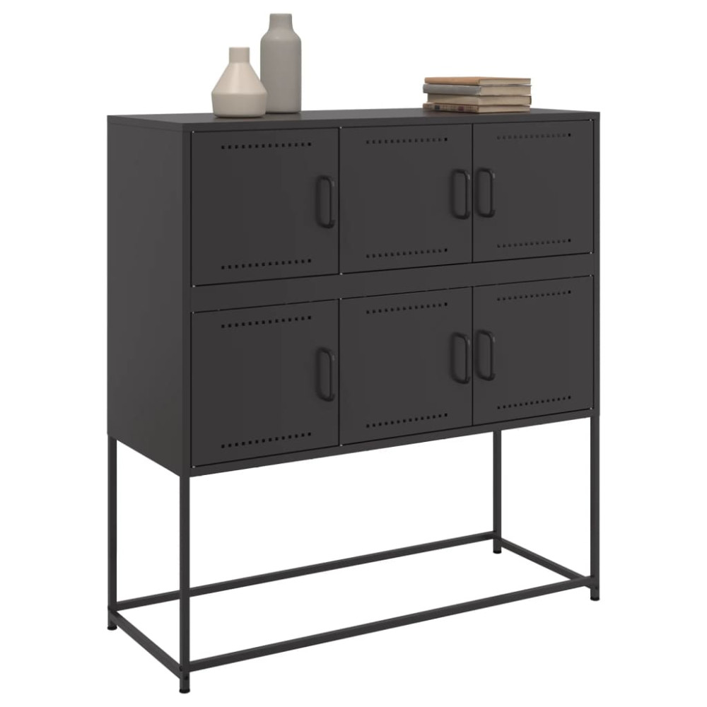 Produktbild för Skänk svart 100,5x39x107 cm stål
